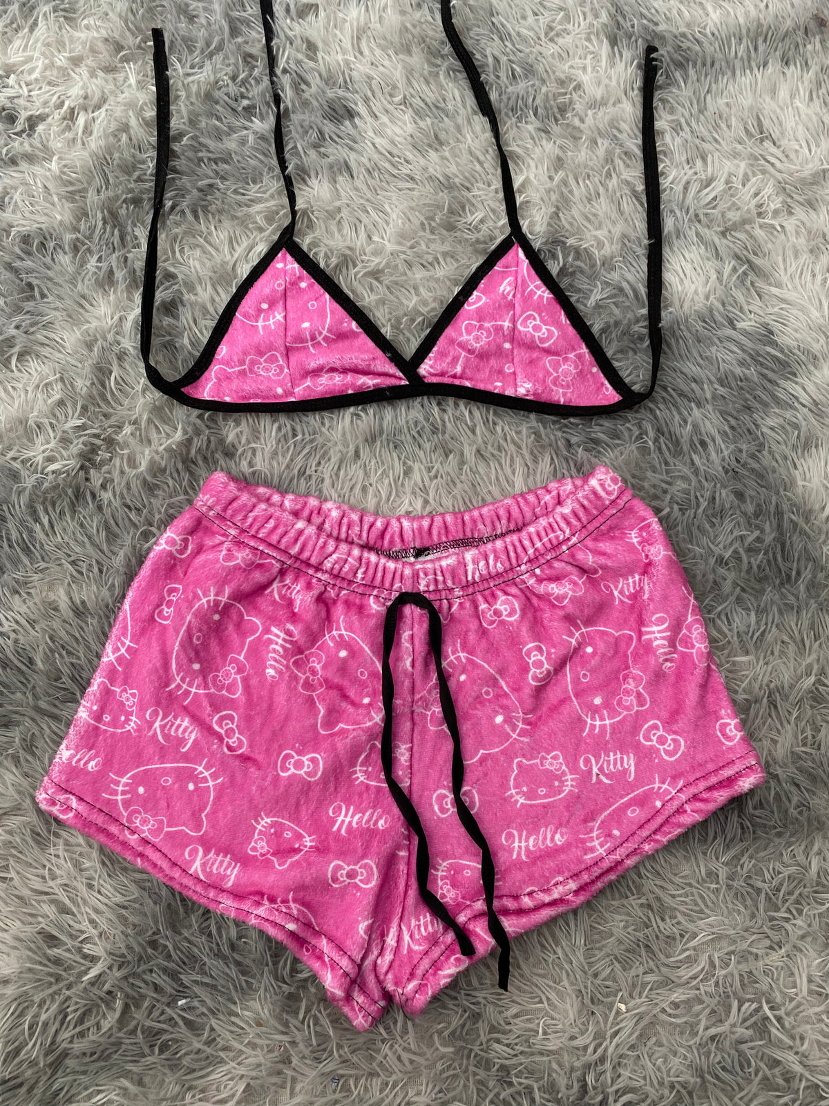 Hello Kitty Letters White Background Pink Matching Top & Short