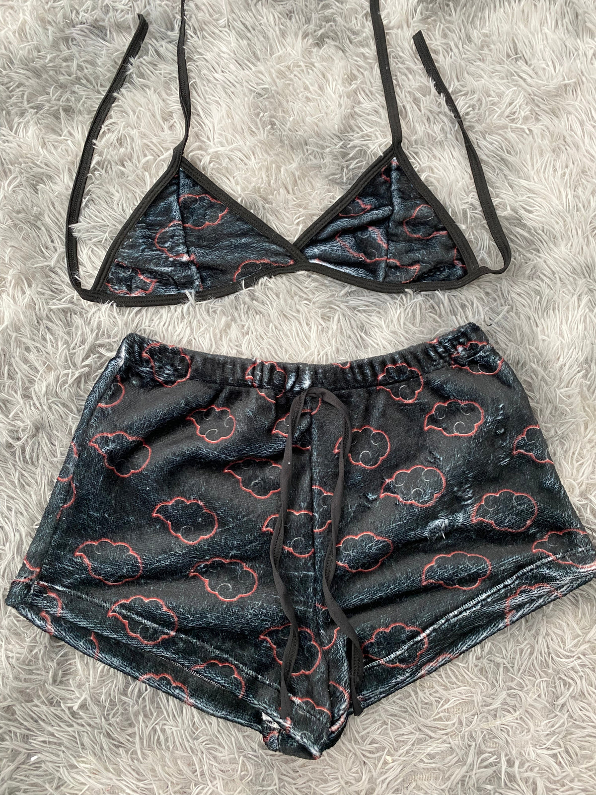 Akatsuki Clouds Black Top And Short - Plush