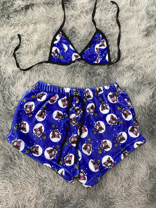 Kitty Witch Blue Background Top And Short - Plush
