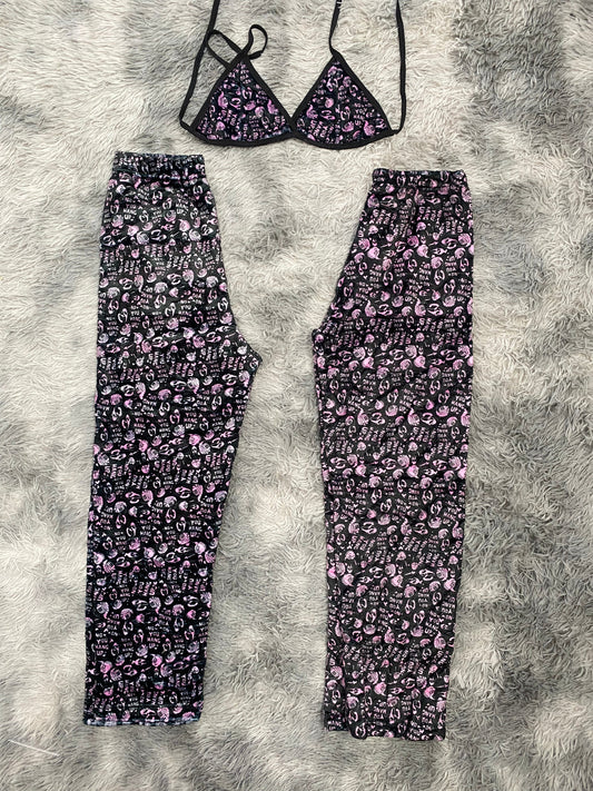 Scream Letters Purple Matching Plushie PJs