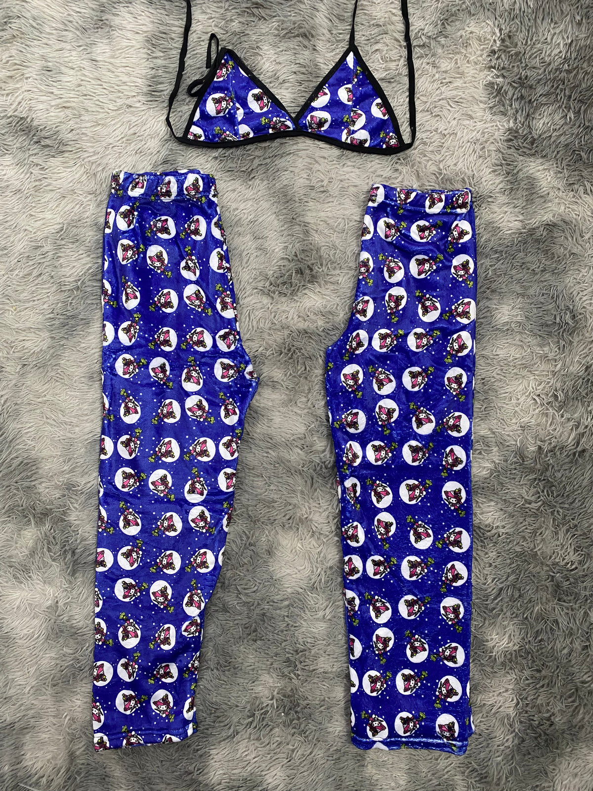 Kitty Witch Blue Background Matching Plushie PJs