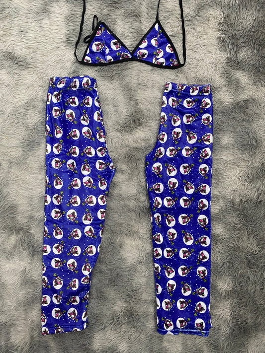Kitty Witch Blue Background Matching Plush PJs