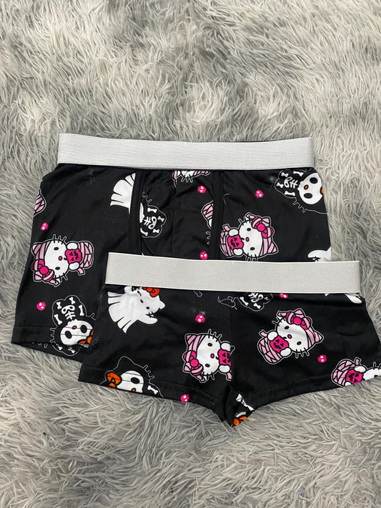 Kitty Mummy Black Background Matching Boxers