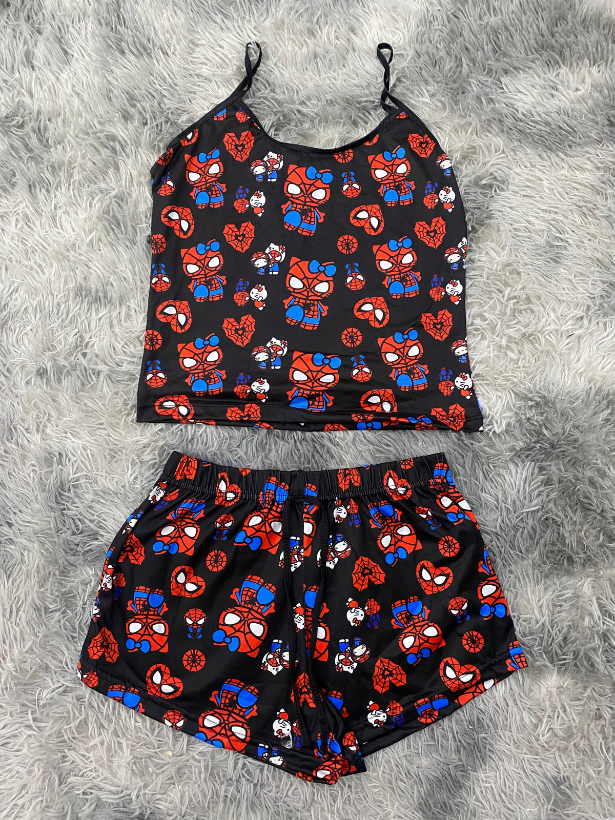 SpiderKitty Black Background Women's PJ Set - Shorts