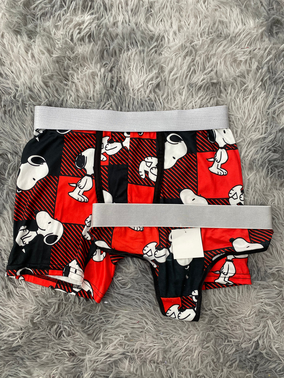 Snoopy Plaid Red Matching Boxer & Thong