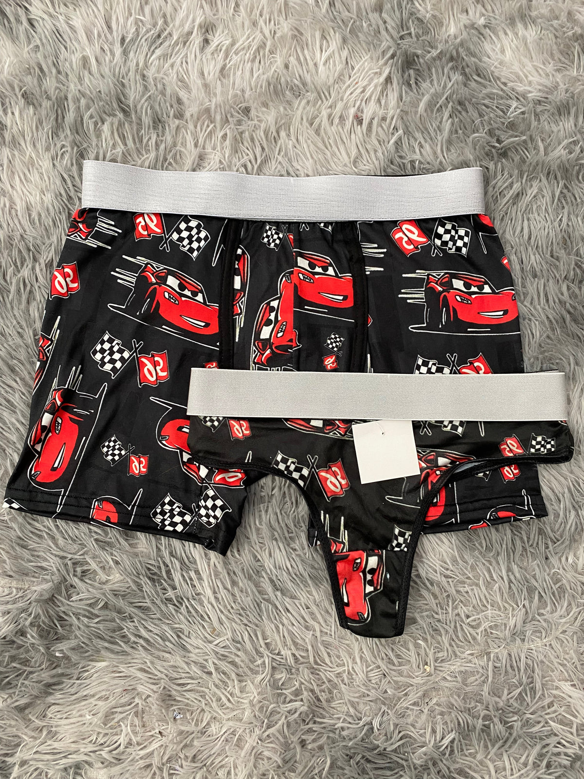Cars 95 Black Background Matching Boxer & Thong