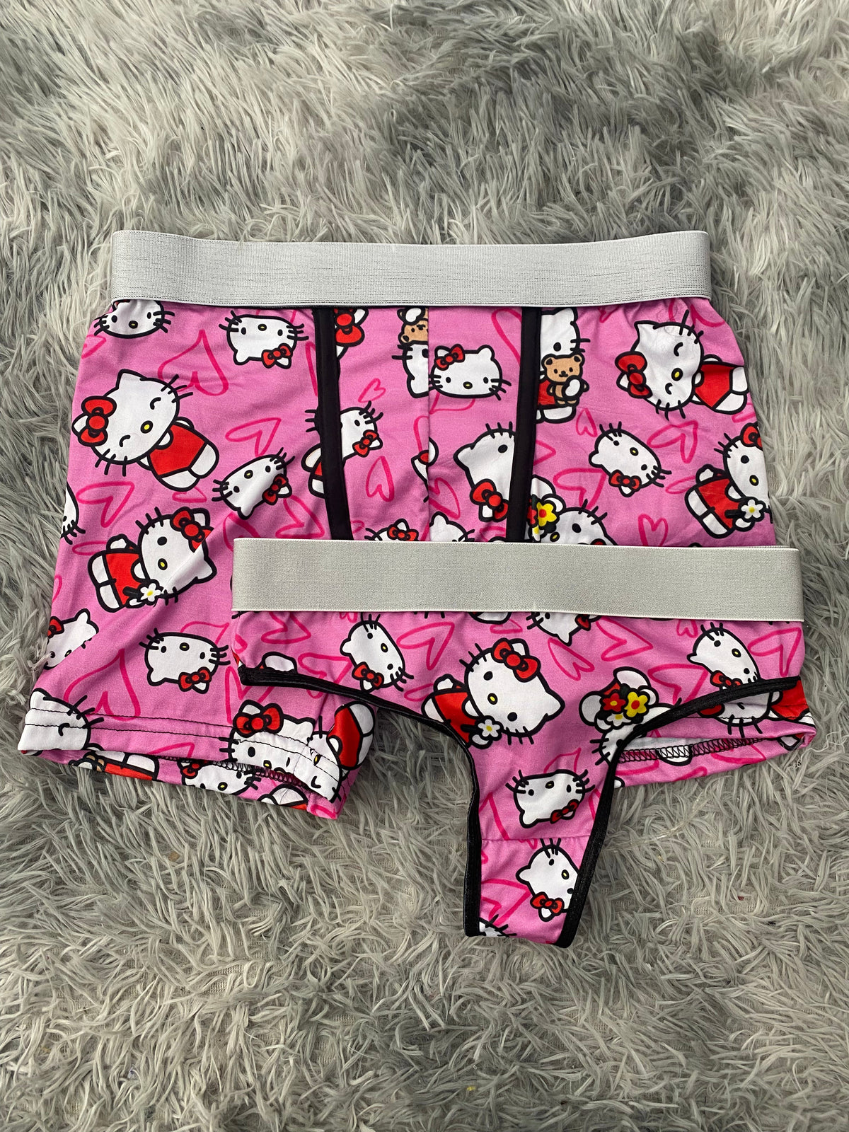 Kitty Hearts Pink Background Duo With Thong