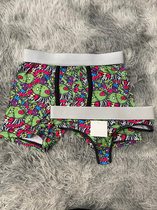 Kitty & Frankenstein Matching Boxer & Thong