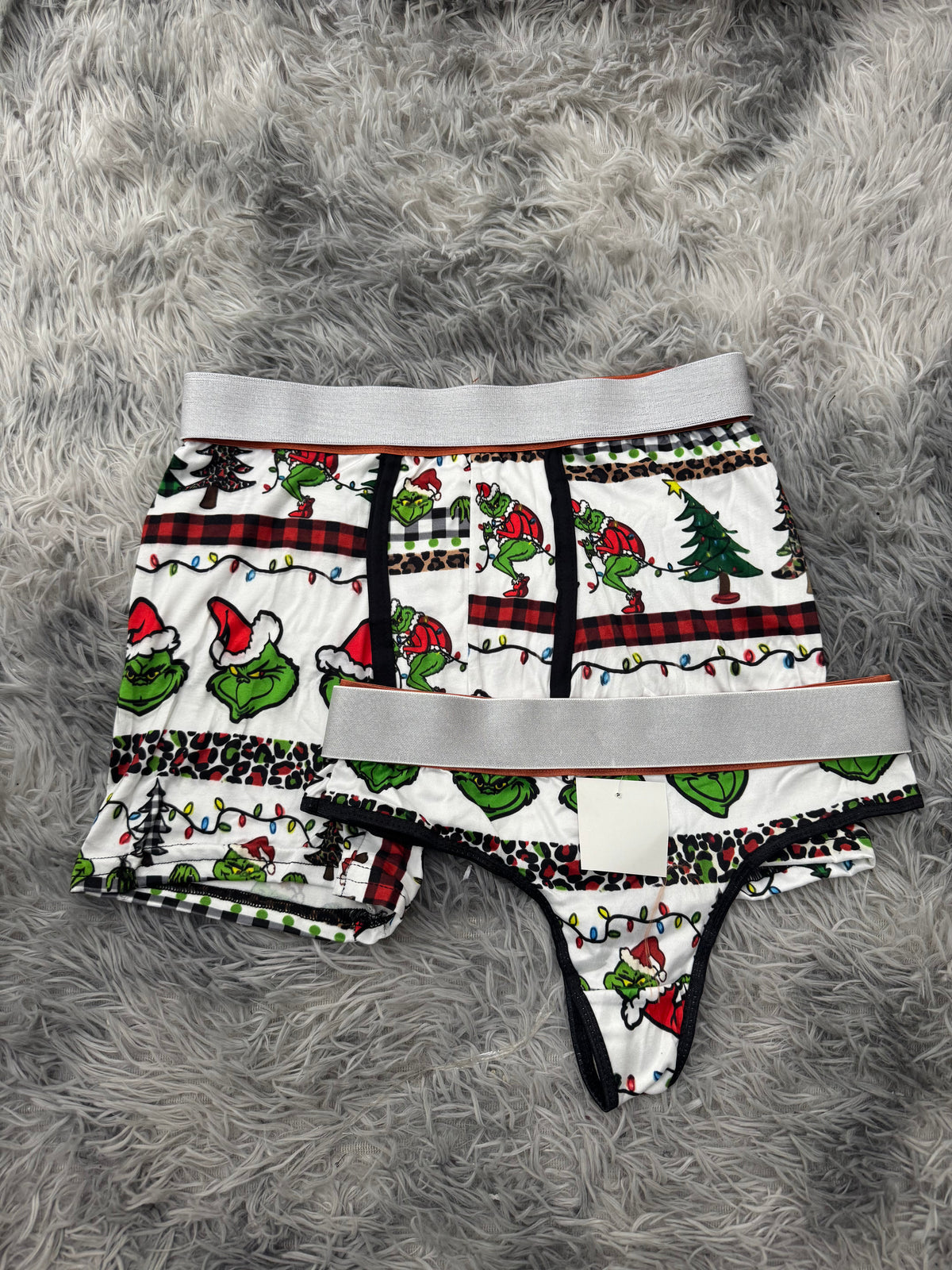 Grinch & Lights Christmas White Duo With Thong