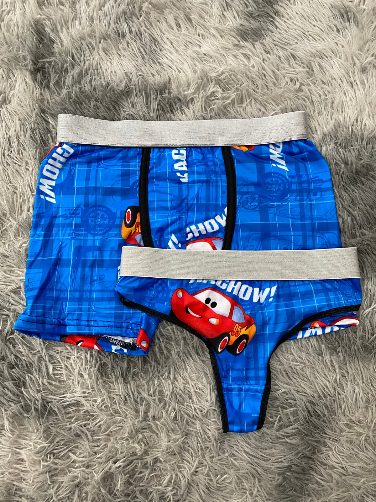 Cars Plaid Blue Duo With Thong