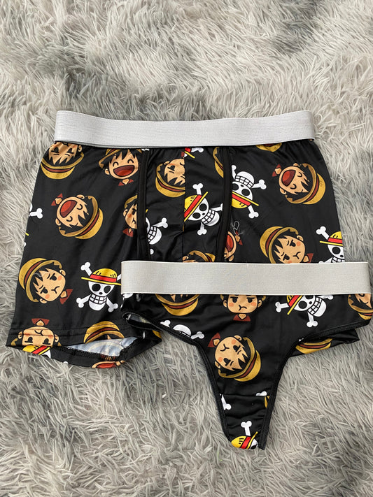 One Piece Faces & Skulls Matching Boxer & Thong