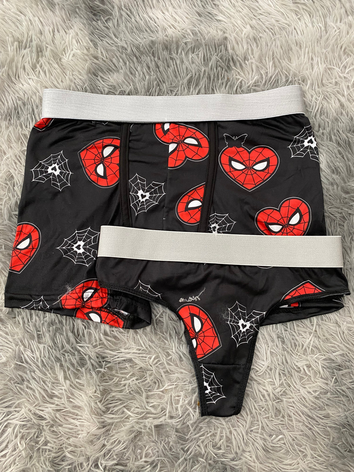 Spidey Hearts & Webs Black Background Duo With Thong