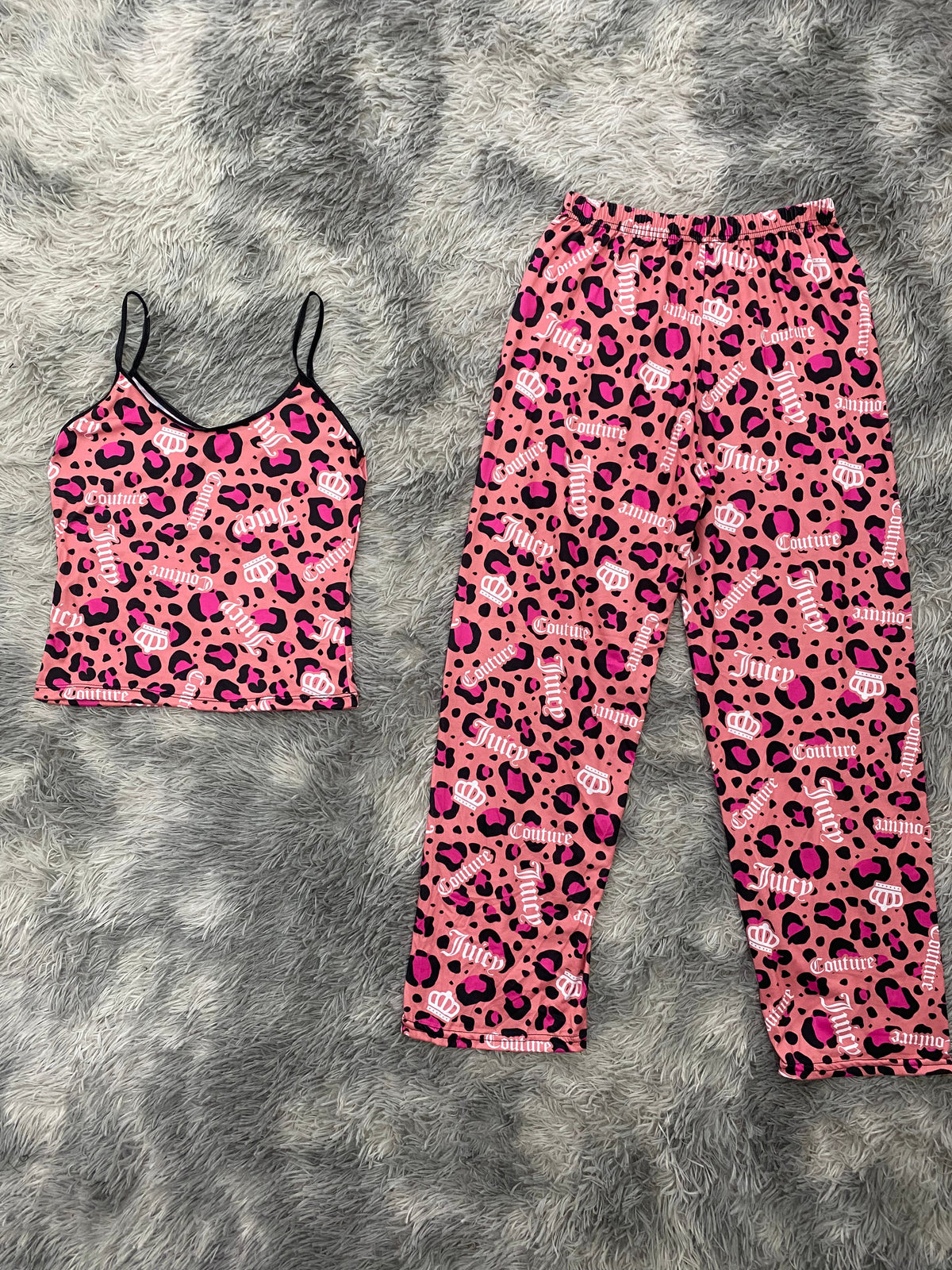 Juicy Couture Animal Print Pink Pajama Top & Pants Set