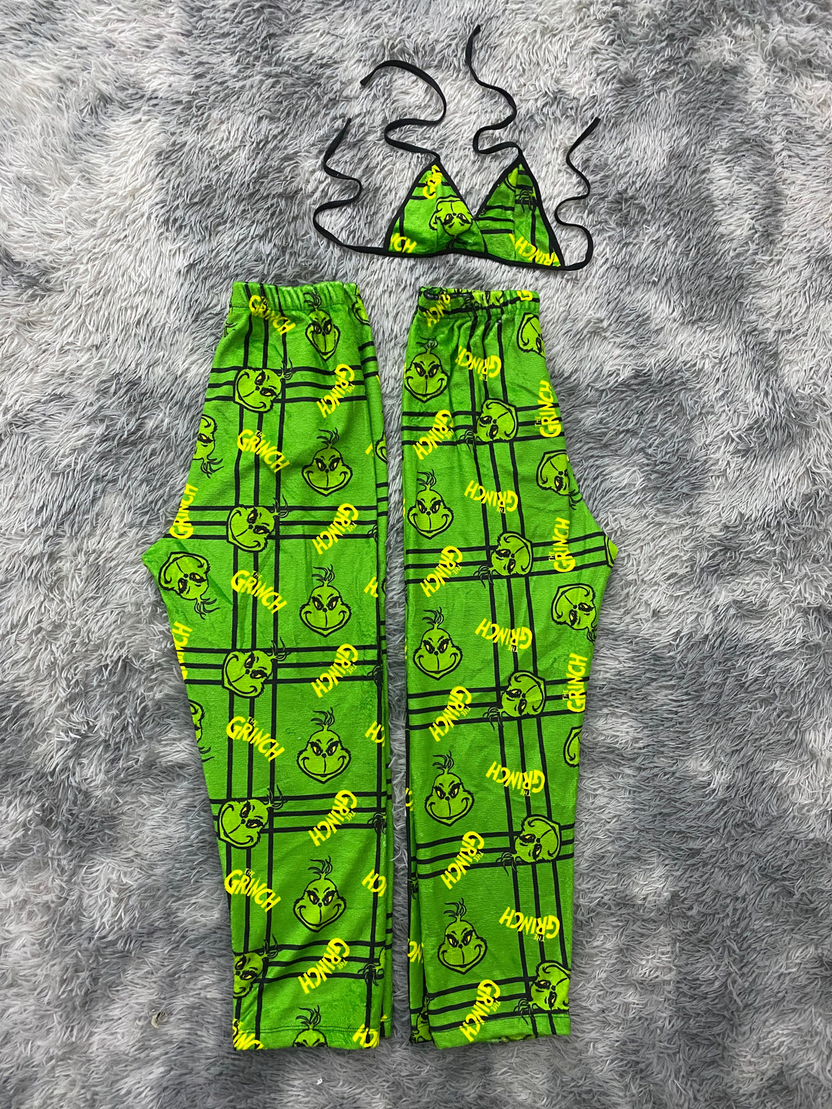 Grinch Plaid & Stripes Green Matching Plushie PJs