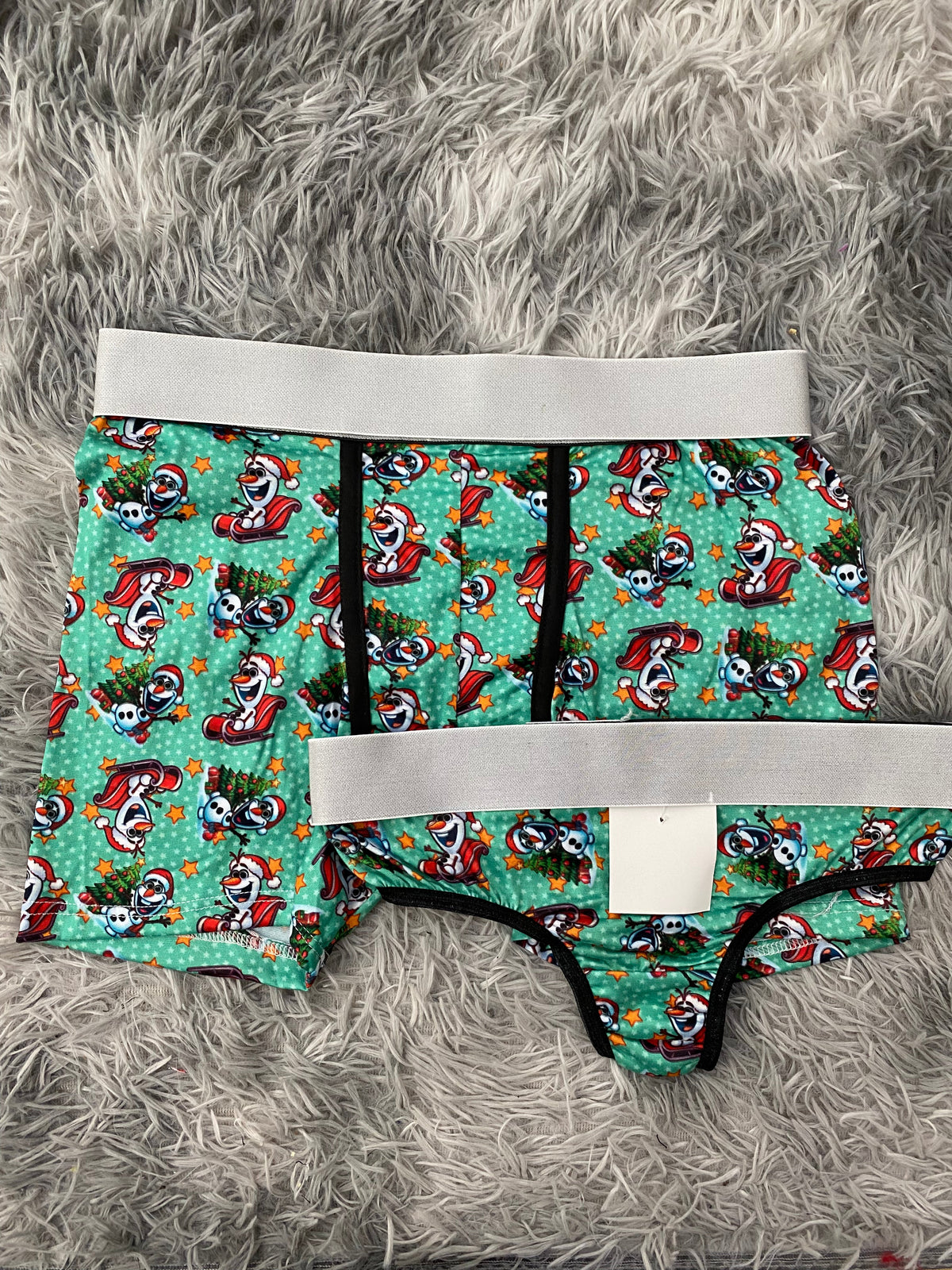 Olaf Christmas Green Background Duo With Thong