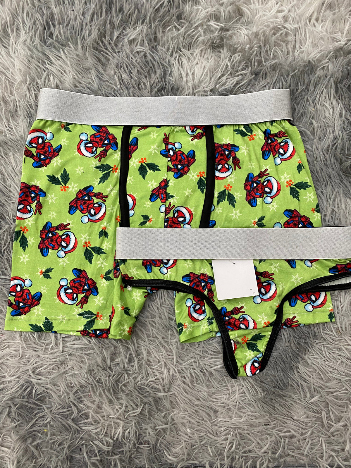 Spidey Christmas Green Background Duo With Thong