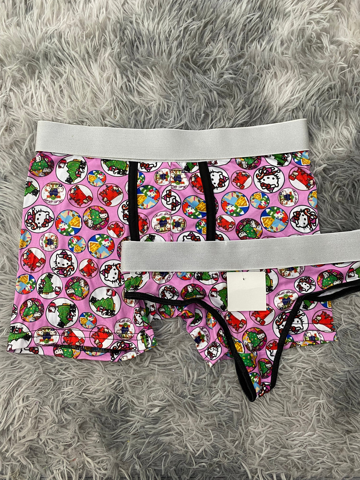 Kitty Circules Christmas Purple Background Duo With Thong