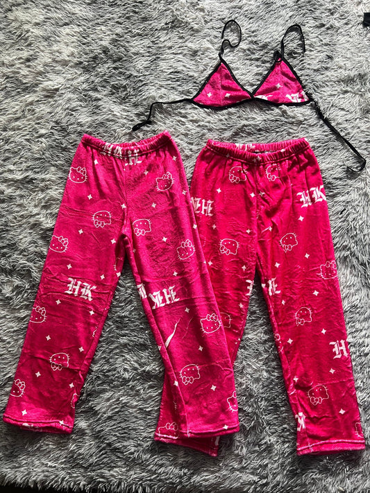 Hello Kitty Pink Letters Gothic Matching Plushie PJs - Fundies