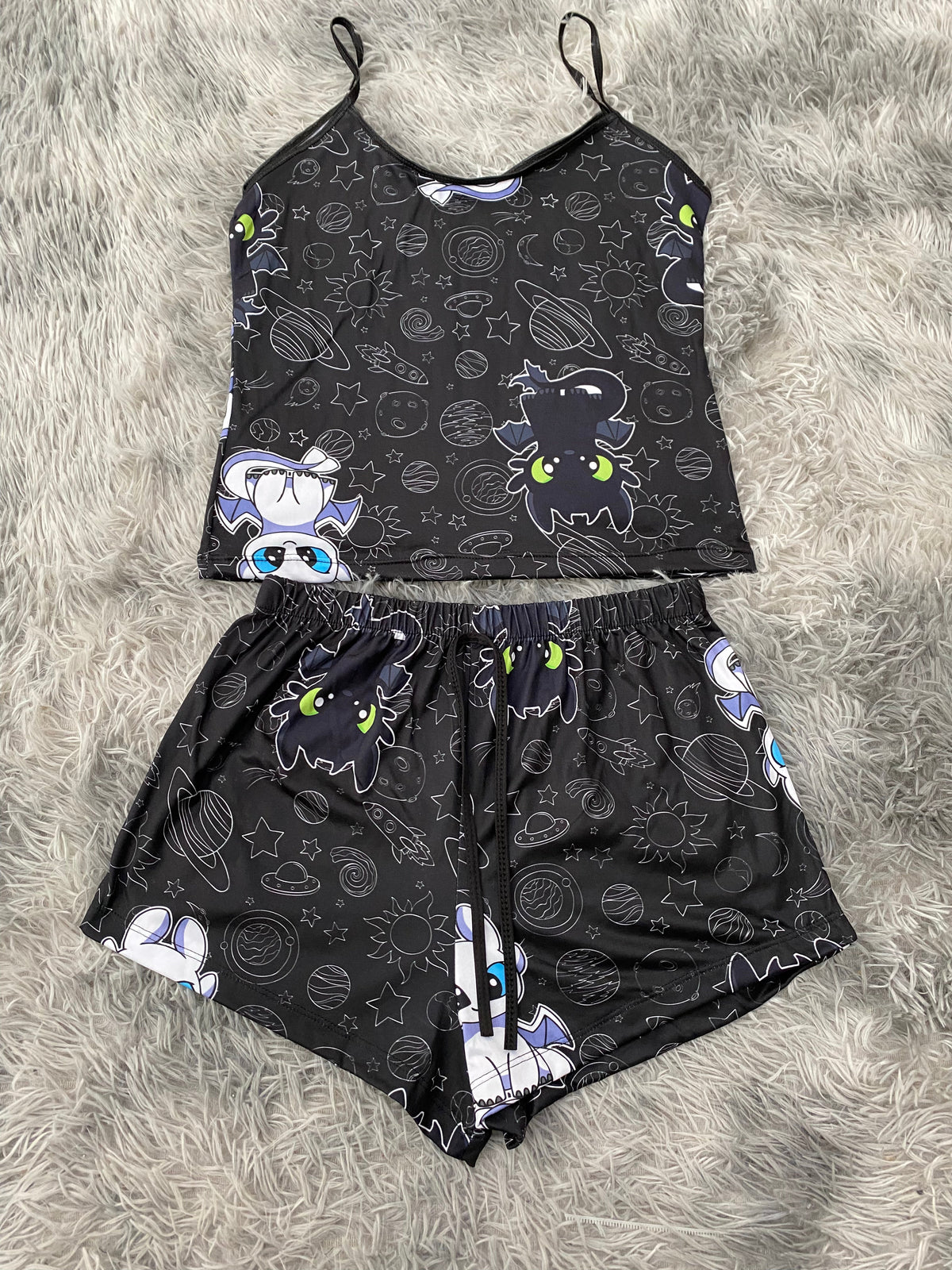 Chimuelo & Partner Black Background Brush Women's Pajama Set