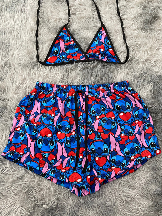 Stitch Hearts Top And Short PJs