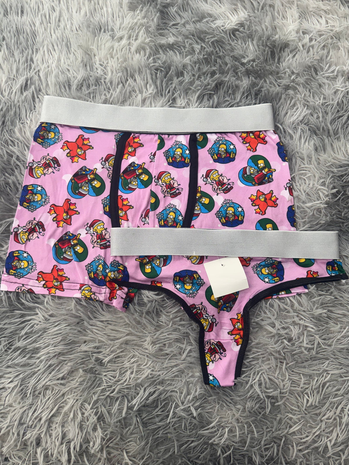 Simpson Christmas Pink Background Duo With Thong