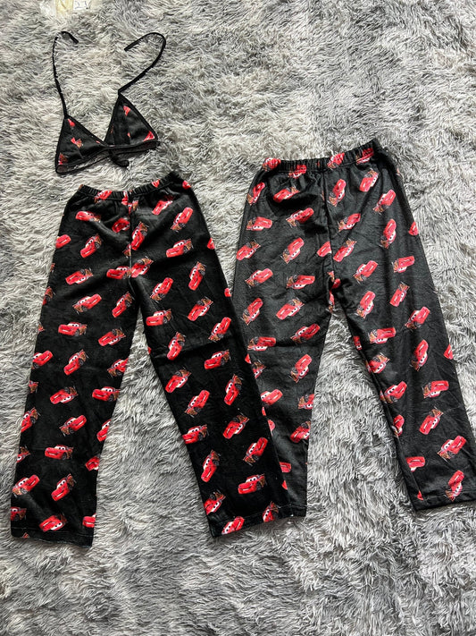 Lightning McQueen Background Black Matching Plushie PJs - Fundies