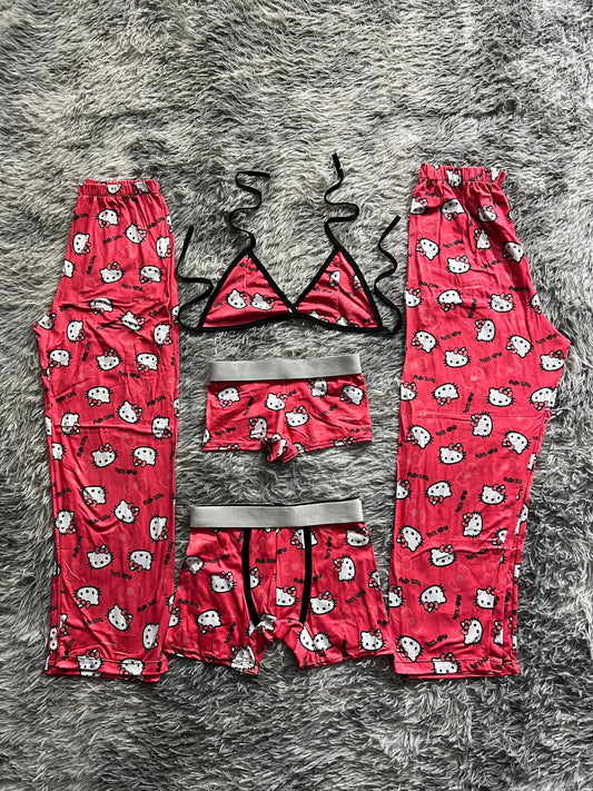 Hello Kitty Name Background Pink 5 Piece PJ - Fundies