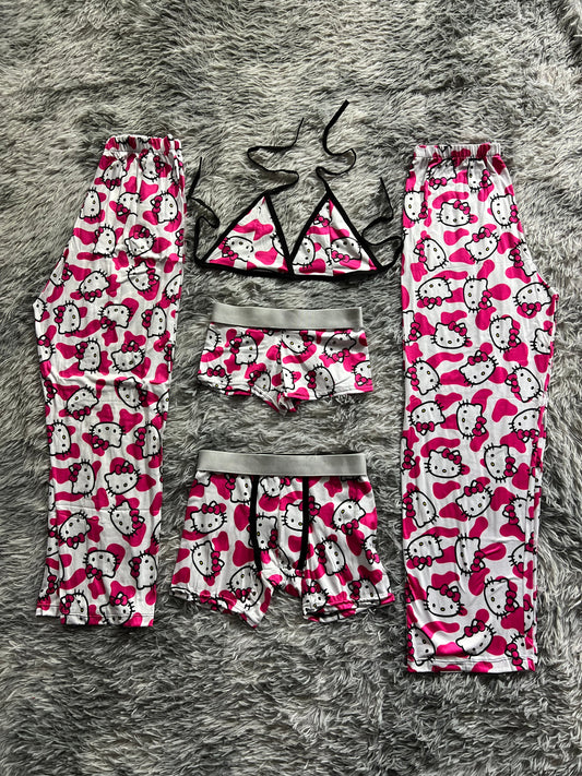 Hello Kitty Little Cow Pink 5 Piece PJ - Fundies