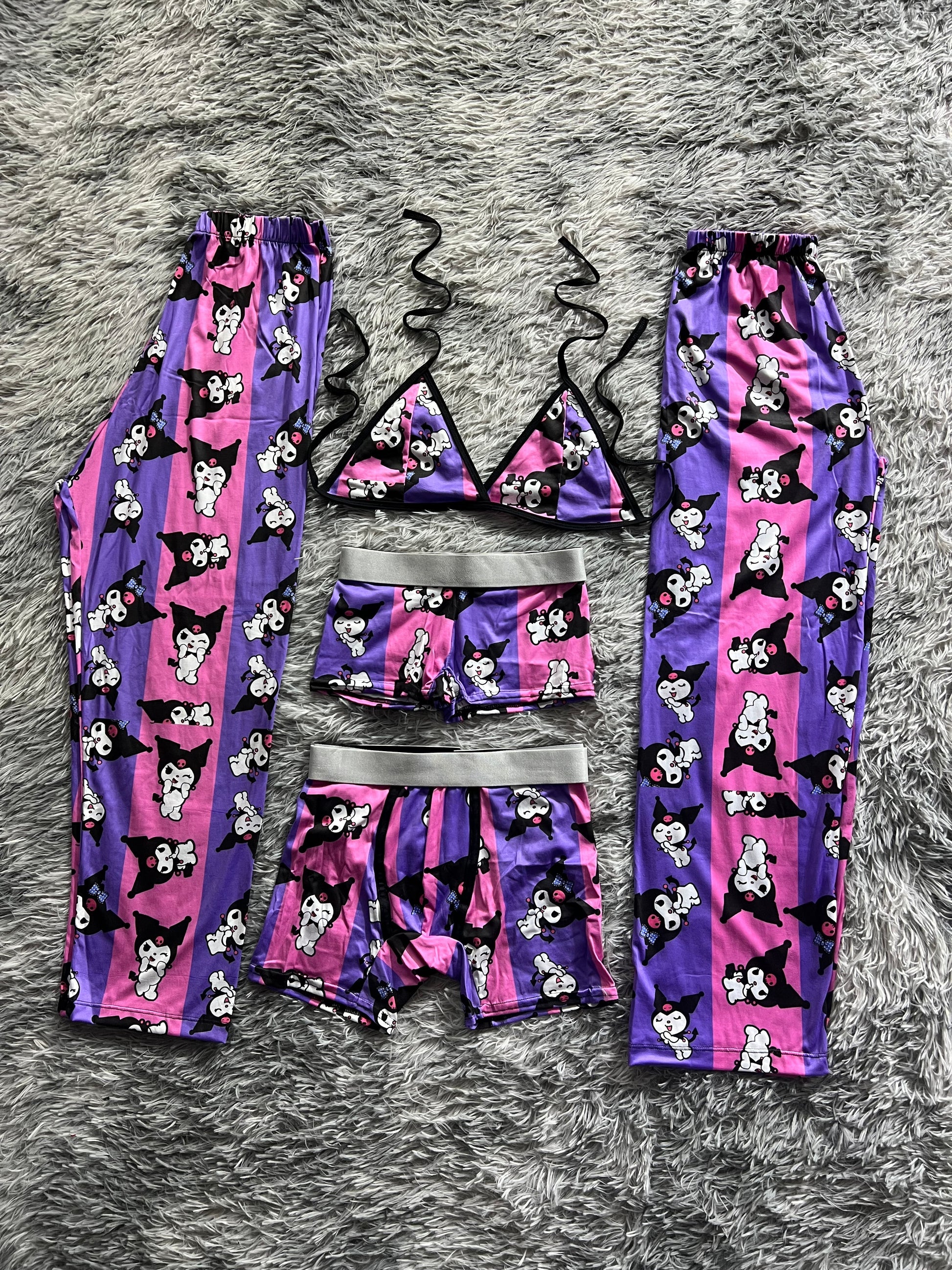 Kuromi Stripes Pink And Purple 5 Piece PJ - Fundies