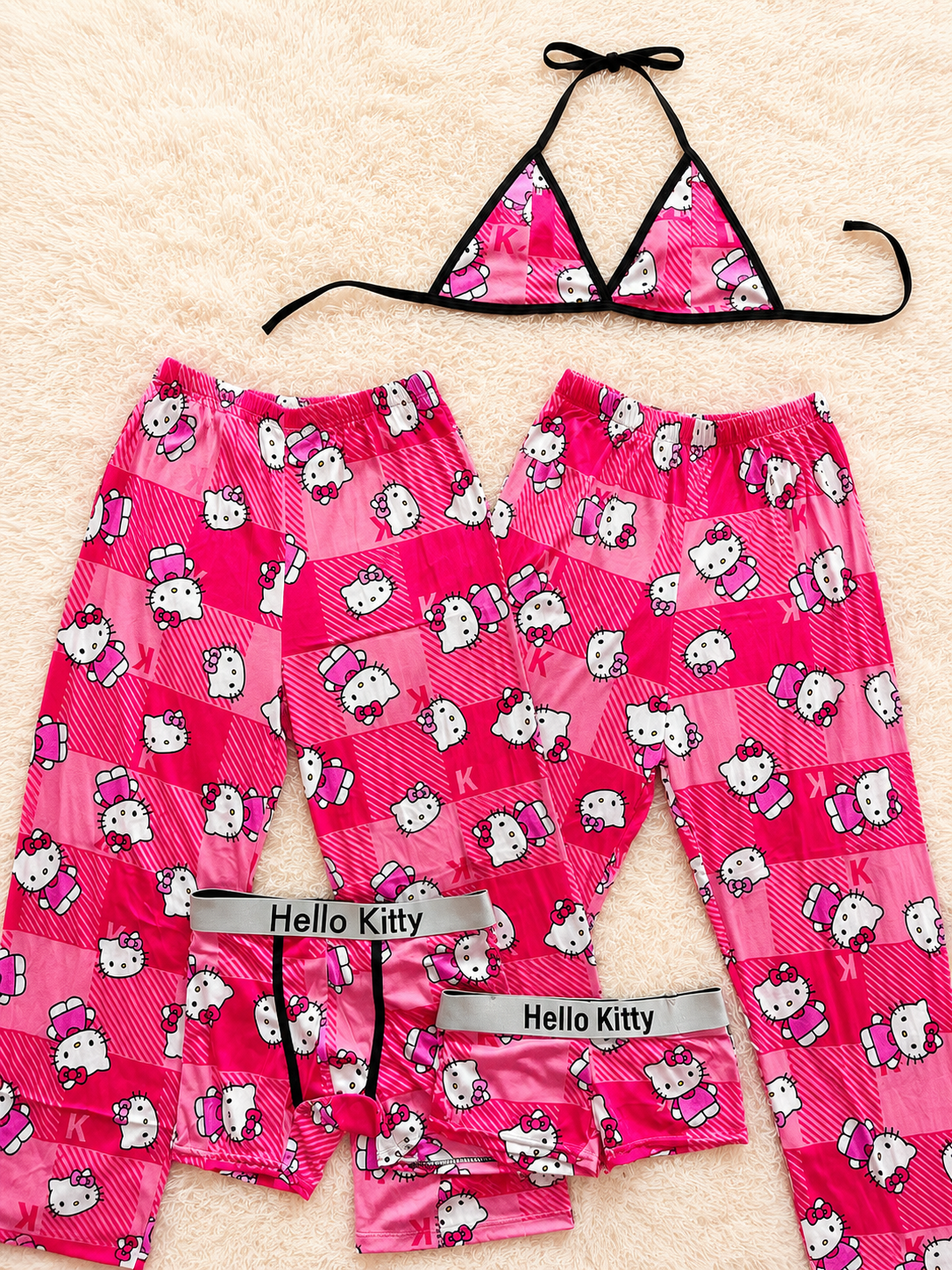 Hello Kitty Plaid Striped 5 Piece PJ - Fundies