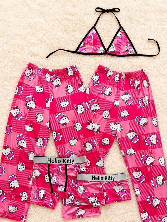 Hello Kitty Plaid Striped 5 Piece PJ - Fundies