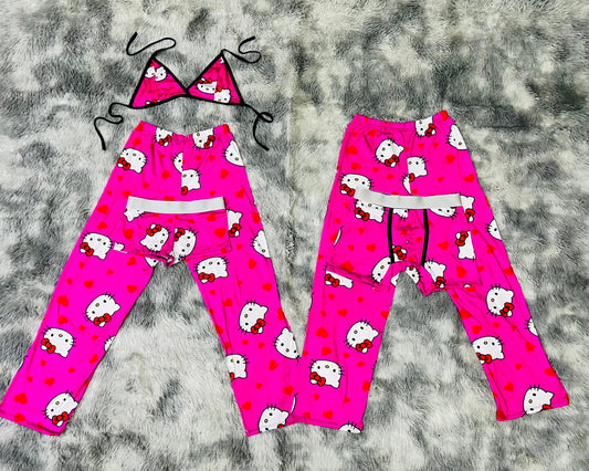 Hello Kitty Hearts Background Pink 5 Piece PJ