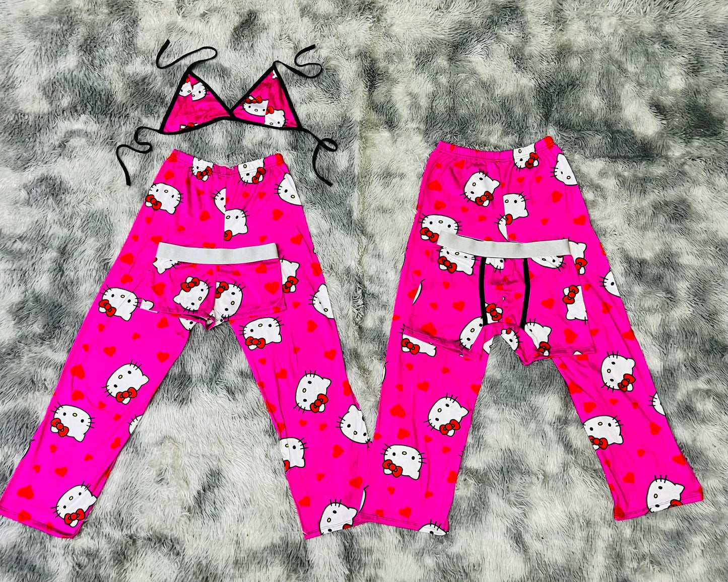 Hello Kitty Hearts Background Pink 5 Piece PJ - Fundies