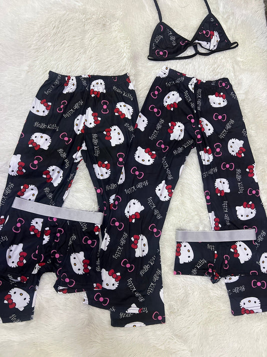 Hello Kitty Letters Background Black 5 Piece PJ - Fundies