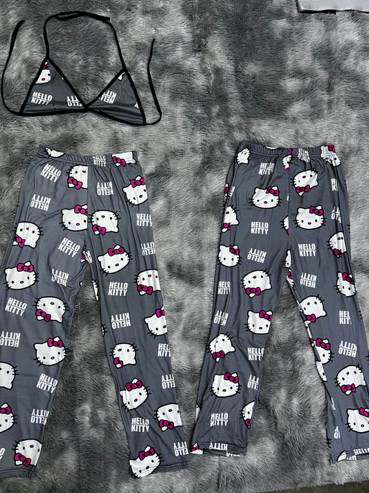 Gray Kitty plush pajama duo christmas