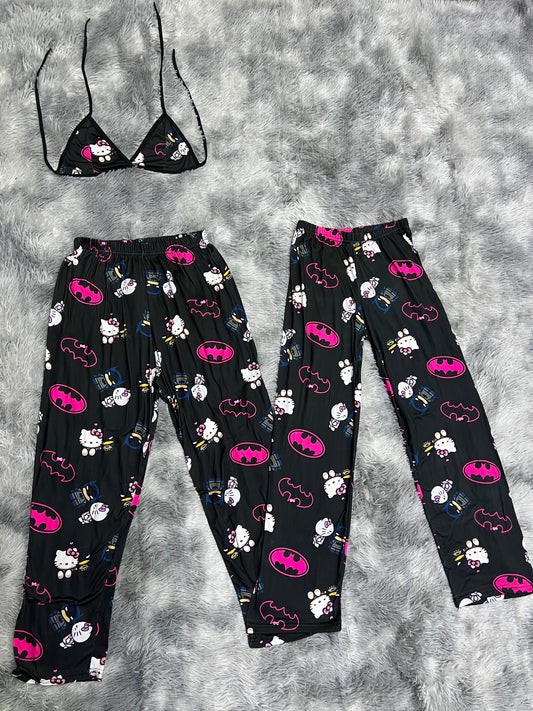 Hello kitty and batman pajama duo