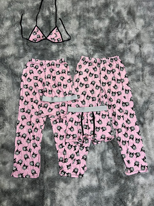Kuromi Baby Pink Background 5 Piece PJ Set