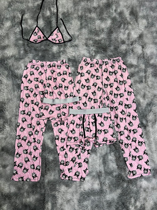 Kuromi Baby Background Pink 5 Piece PJ - Fundies