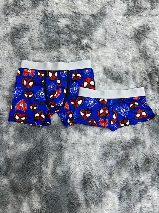 Spiderman blue heart couples matching underwear boxer and boxer MIXED SIZES