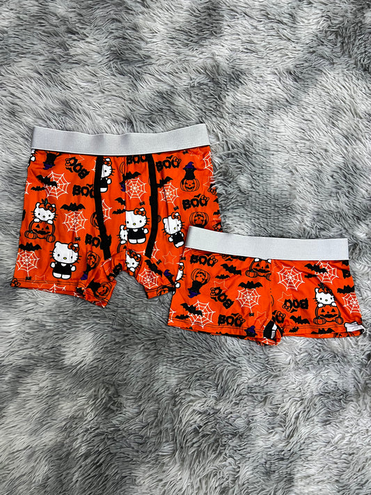 Hello kitty Halloween orange background matching couples boxer underwear
