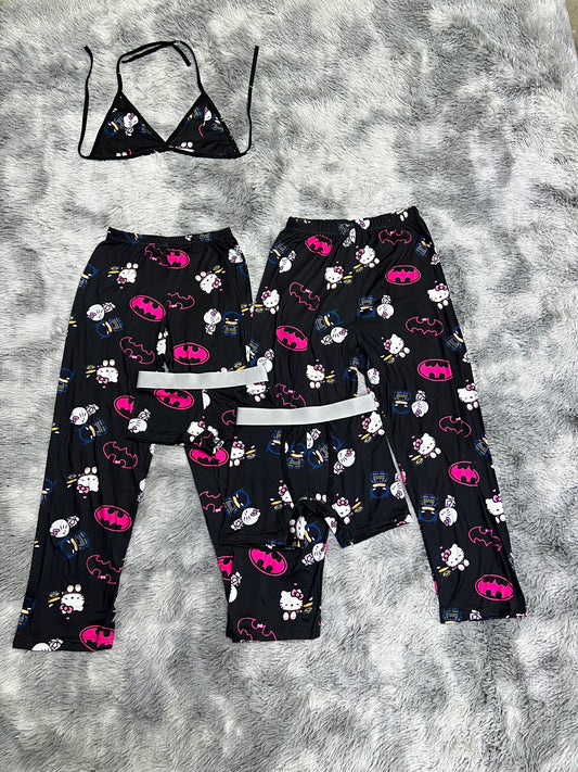 Hello kitty and Batman black background 5 pz pajama