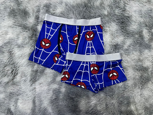 Spiderman blue webs matching couples boxer underwear