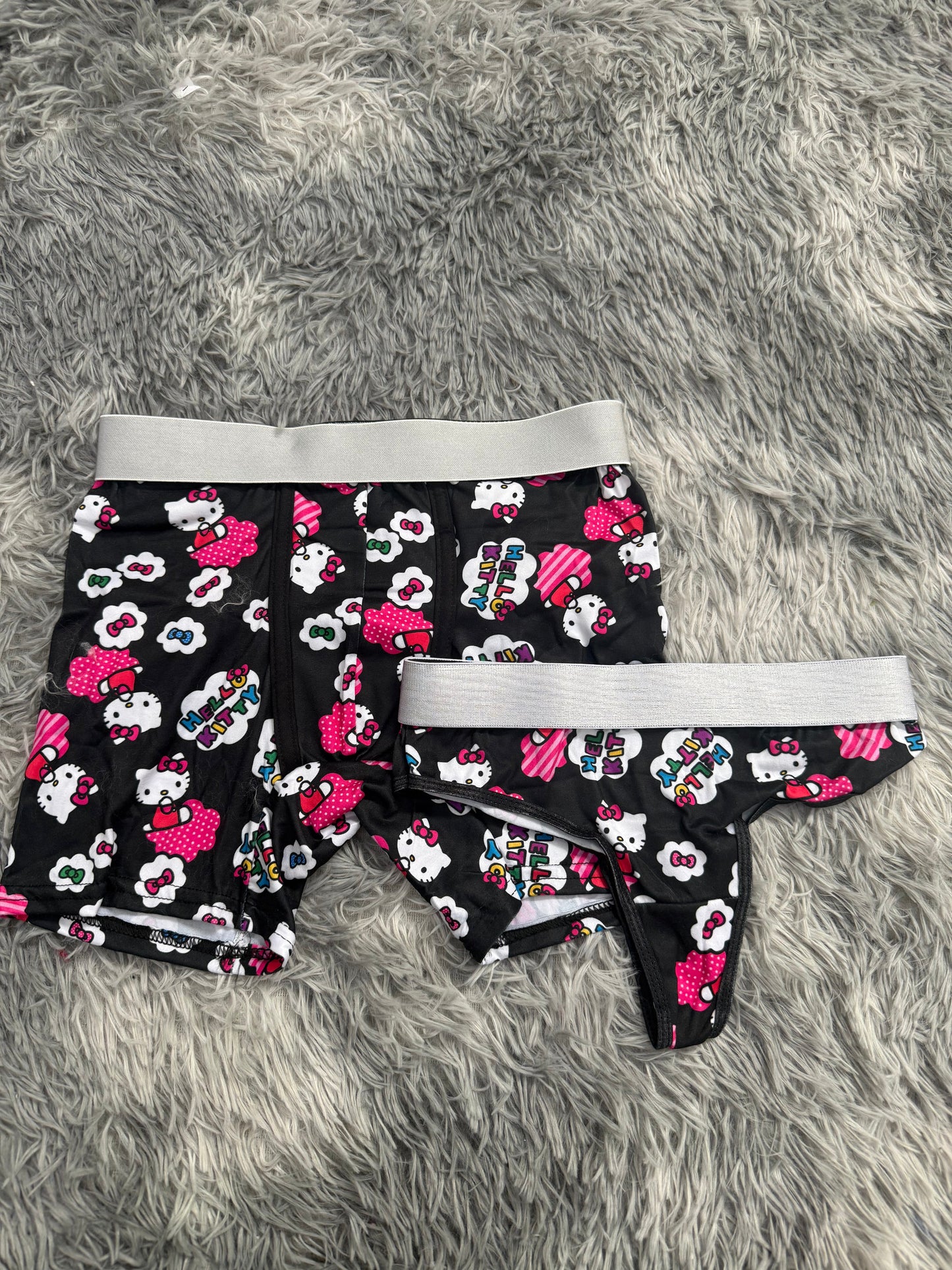 Hello Kitty Bows & Dotted Cloud Matching Boxer & Thong Set