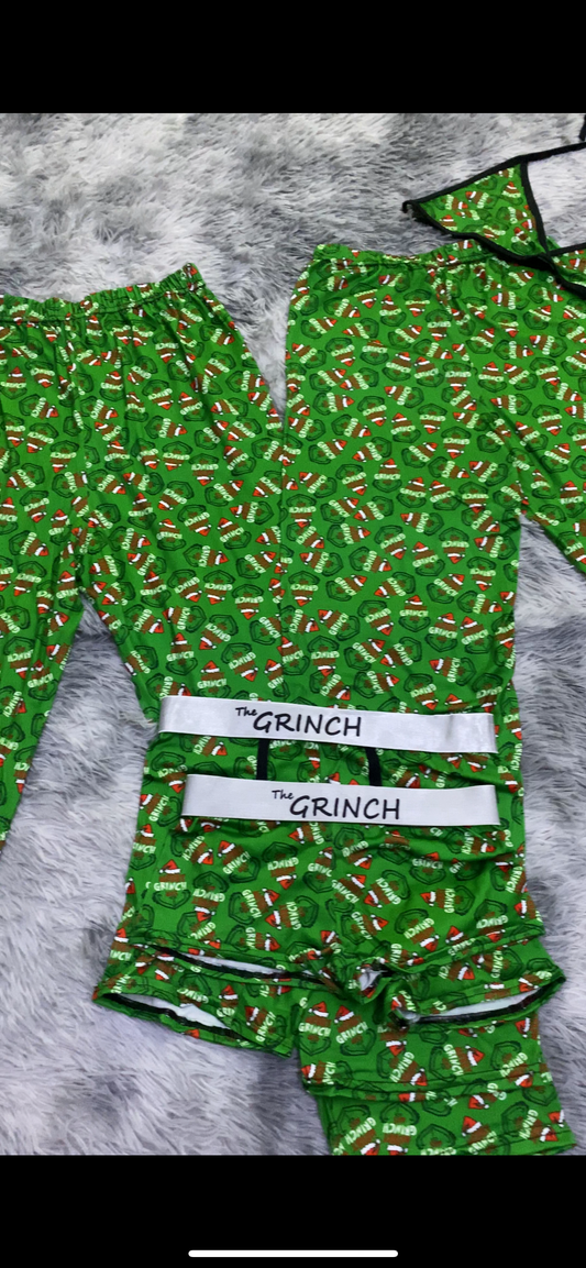 5 pz pajama Grinch face green christmas