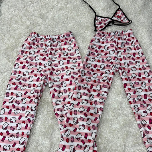 Hello kitty stripped plush pajama duo - Fundies