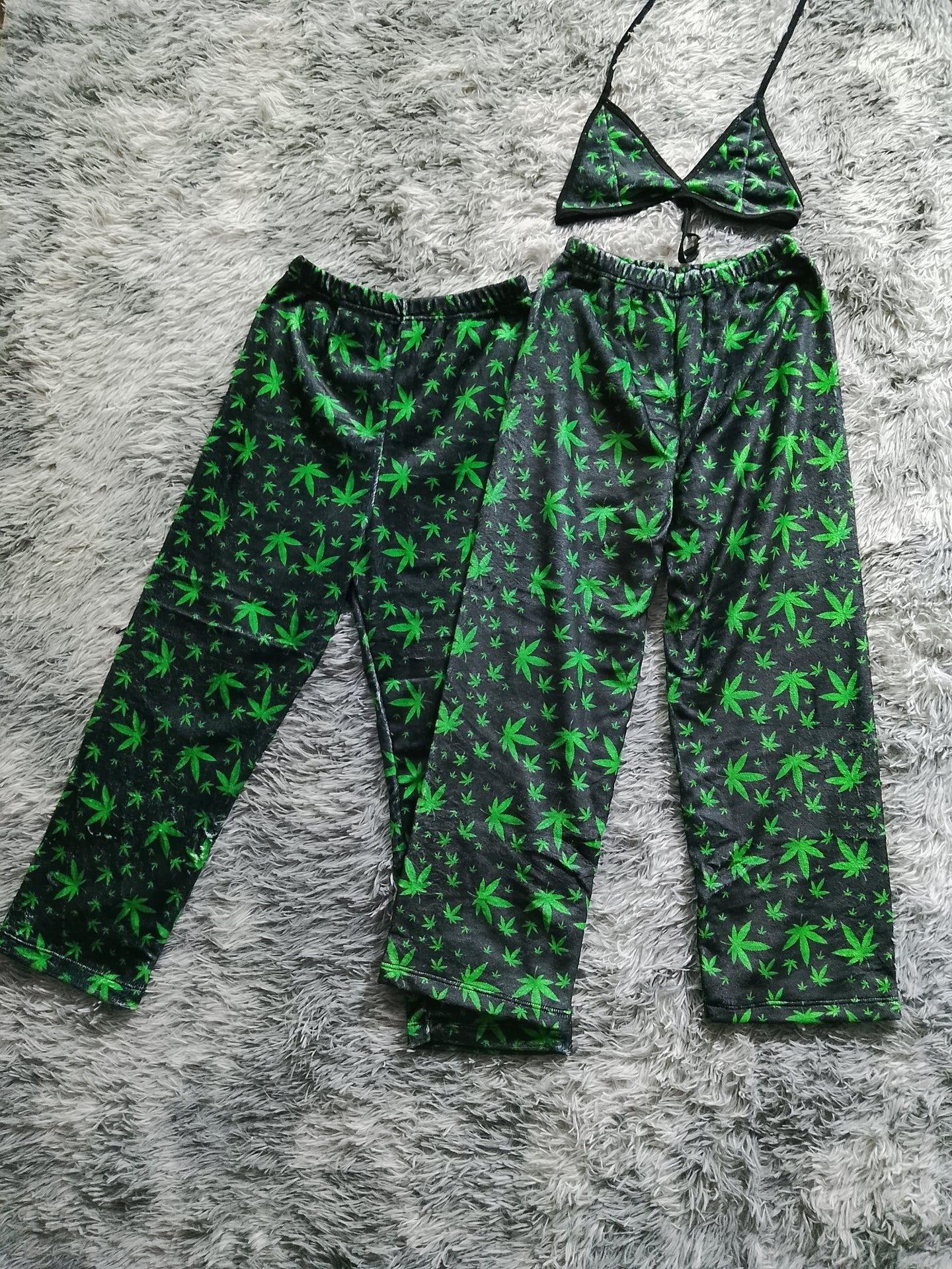Grass Background Black Matching Plushie PJs - Fundies